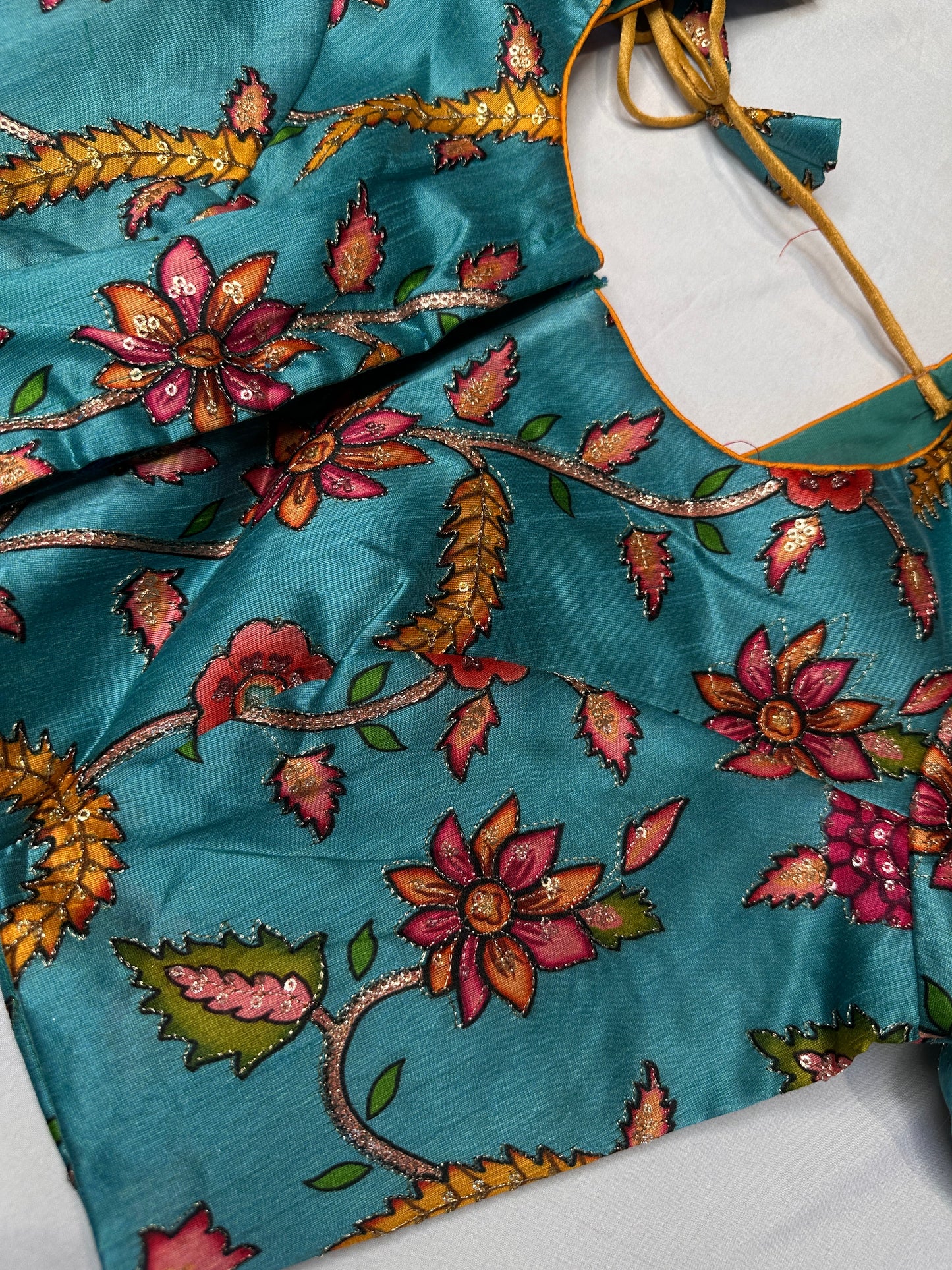 Blue Silk Kalamkari Sequence Blouse