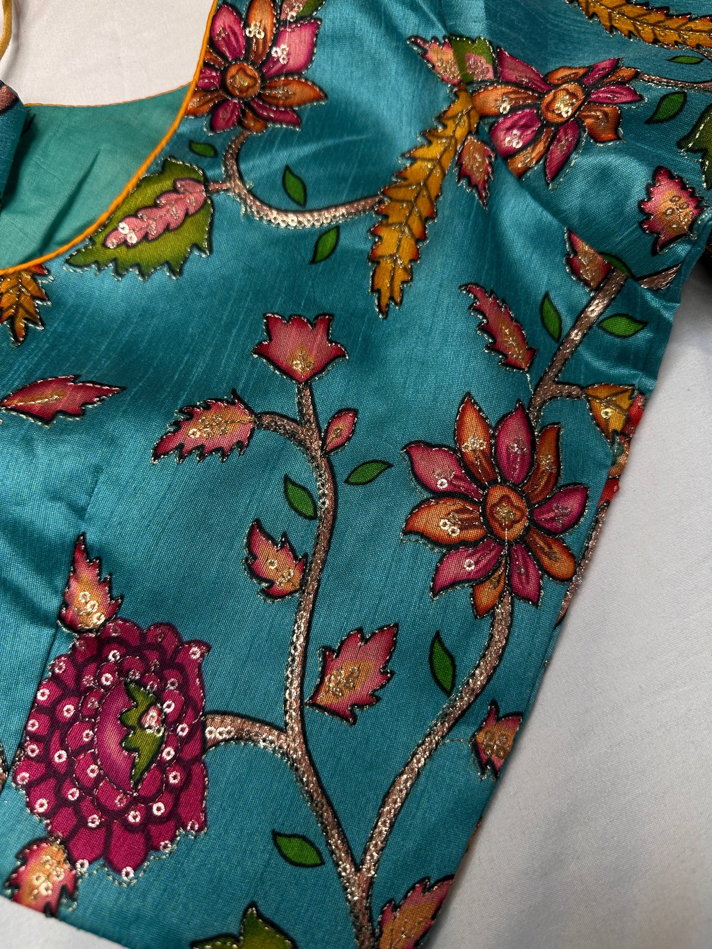 Blue Silk Kalamkari Sequence Blouse