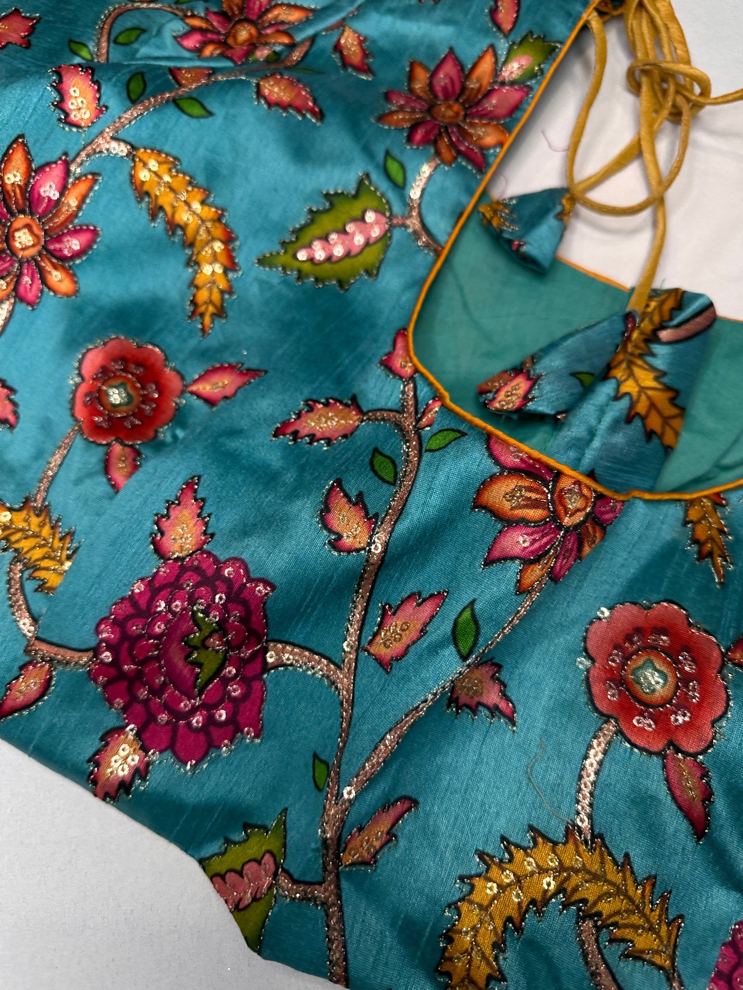 Blue Silk Kalamkari Sequence Blouse