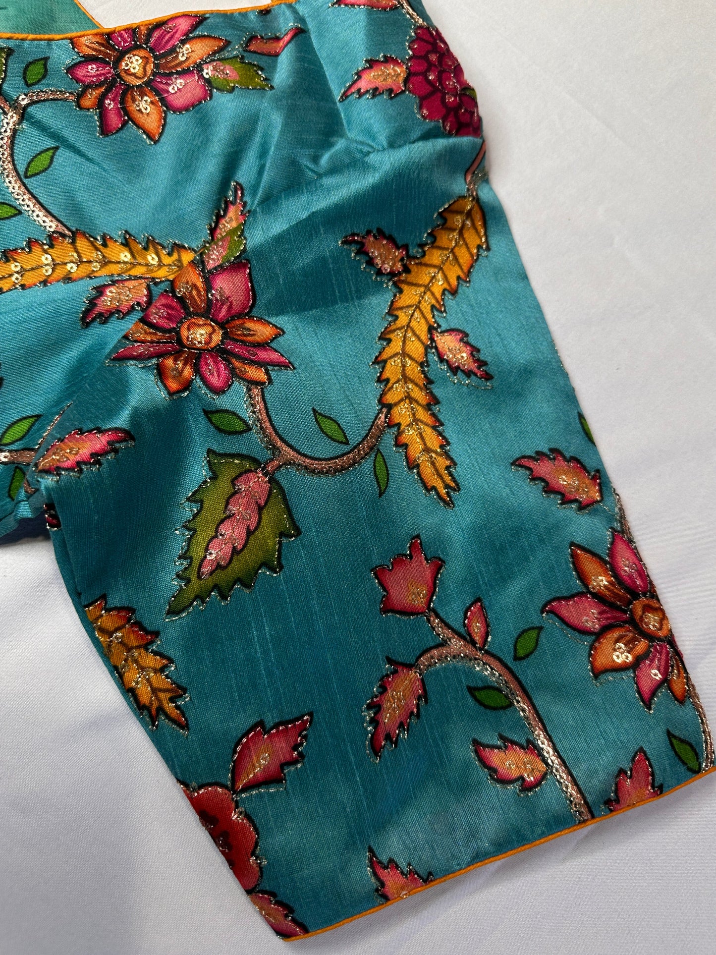Blue Silk Kalamkari Sequence Blouse
