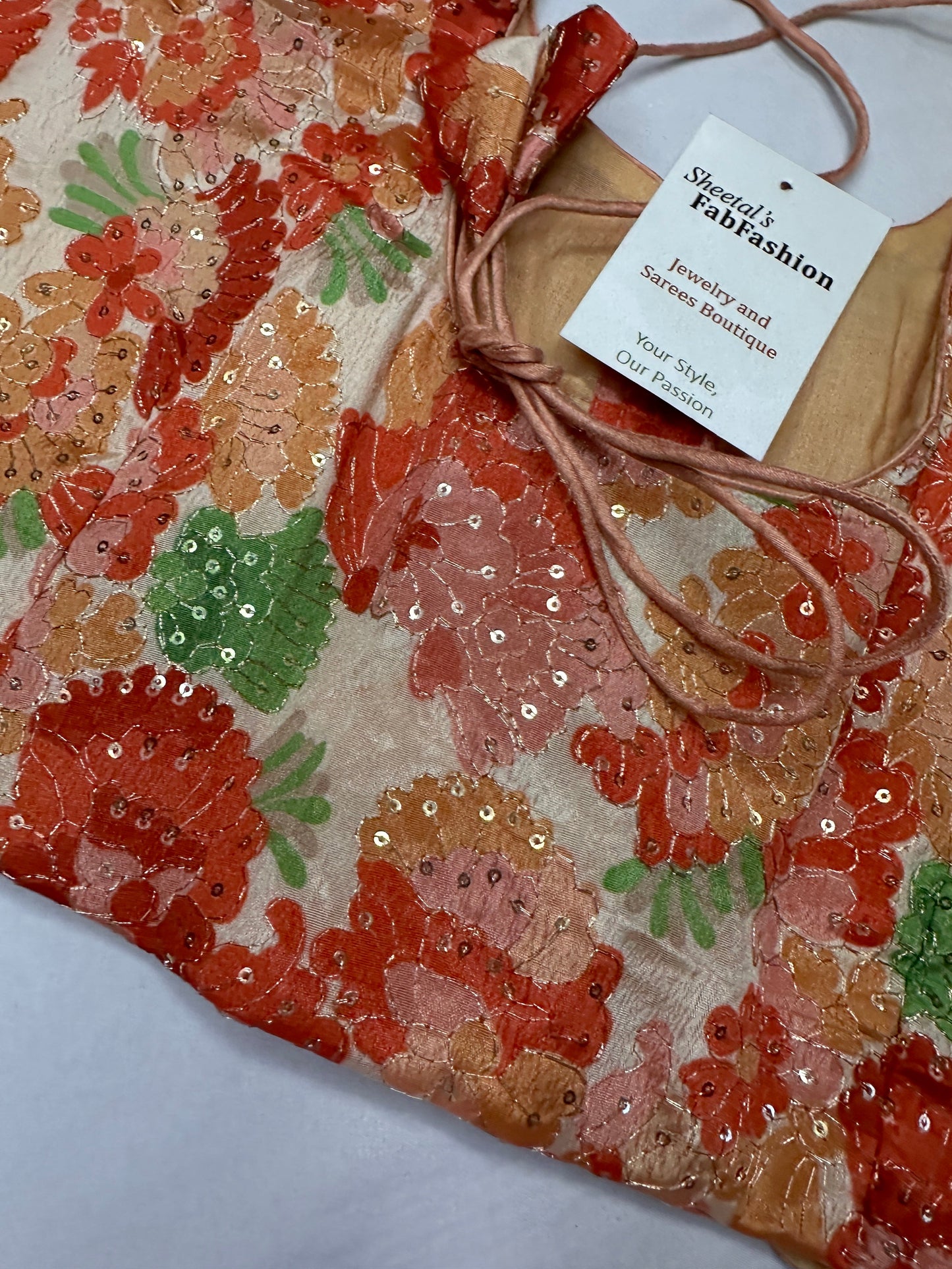 Multi Color Silk Kalamkari Sequence Blouse