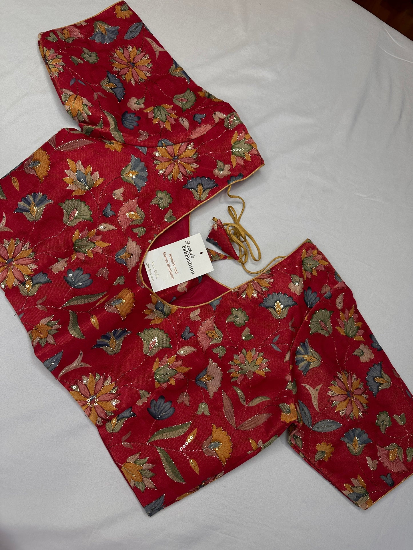 Pink Multi Color Tissue Silk Kalamkari Sequence Blouse