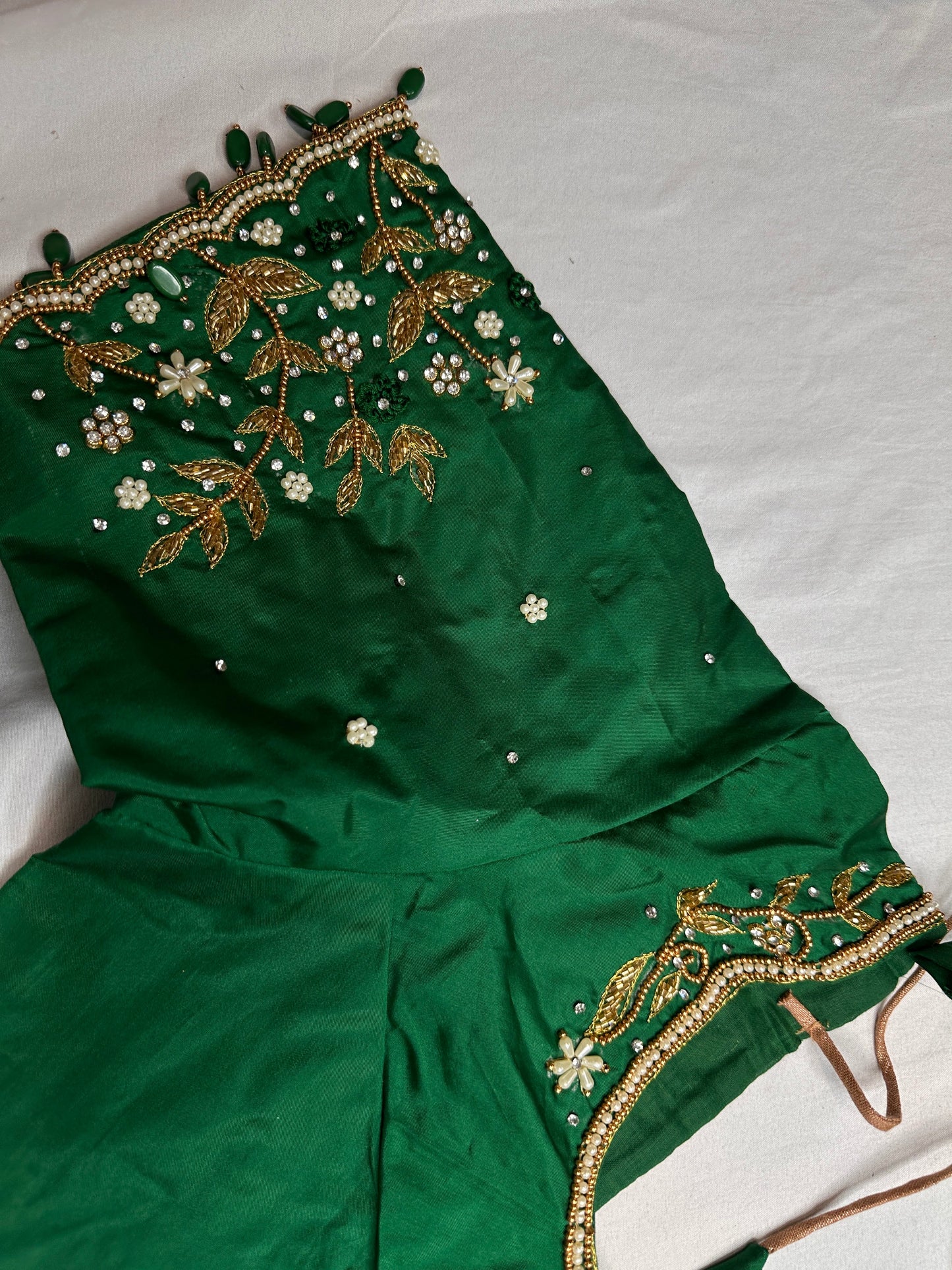 Green Kardana Pearls Maggam Blouse