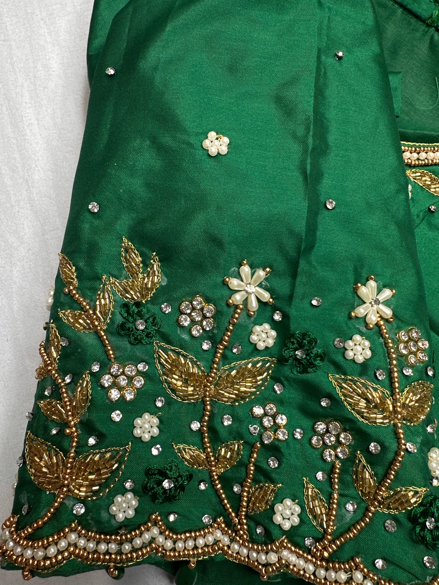 Green Kardana Pearls Maggam Blouse