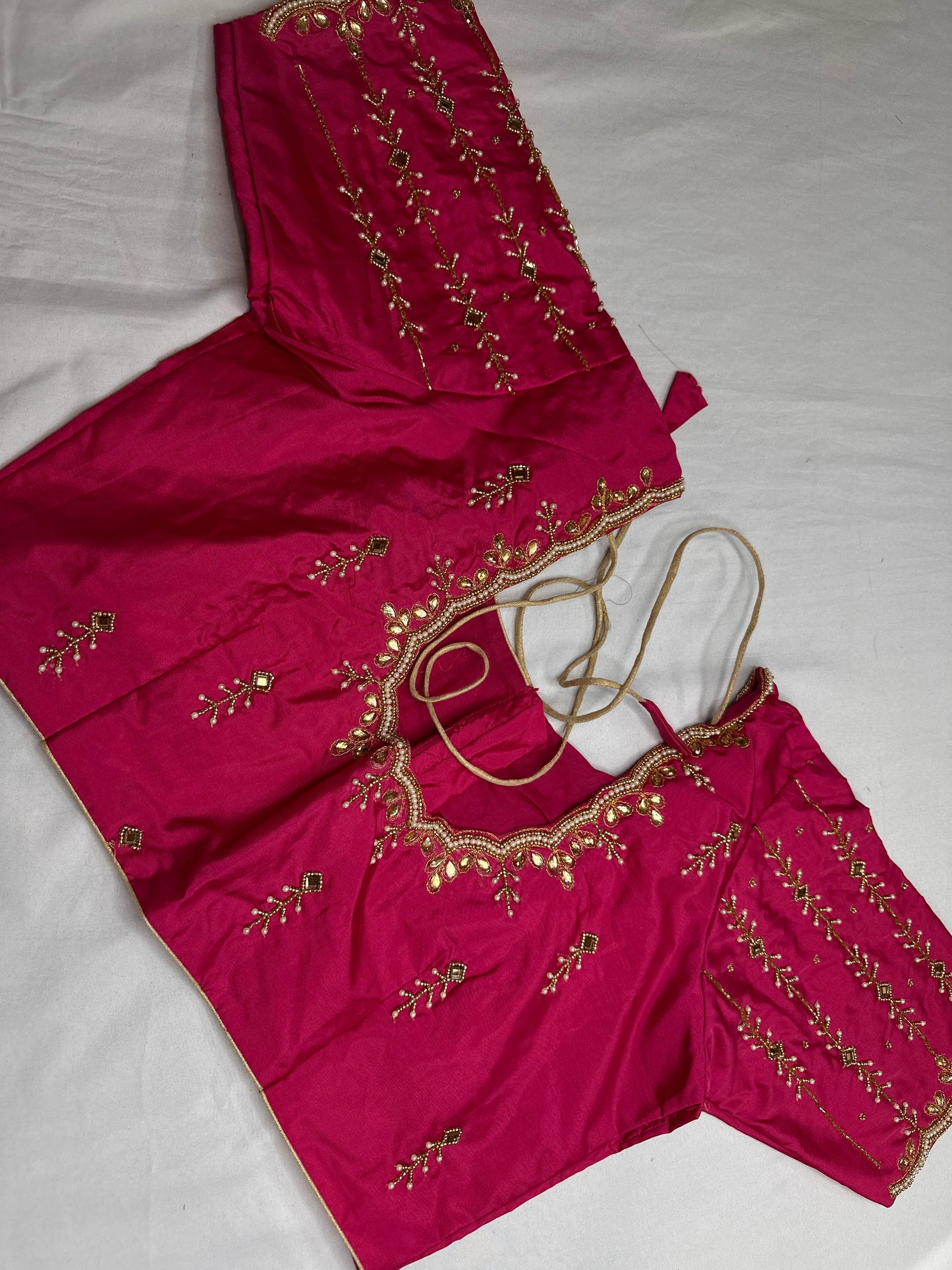 Pink Maggam Aari Embroidery Blouse
