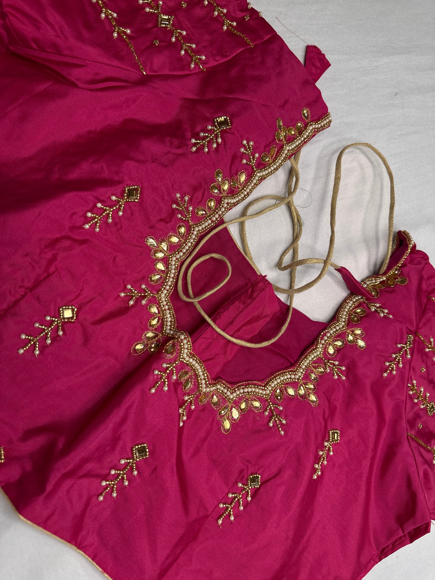 Pink Maggam Aari Embroidery Blouse