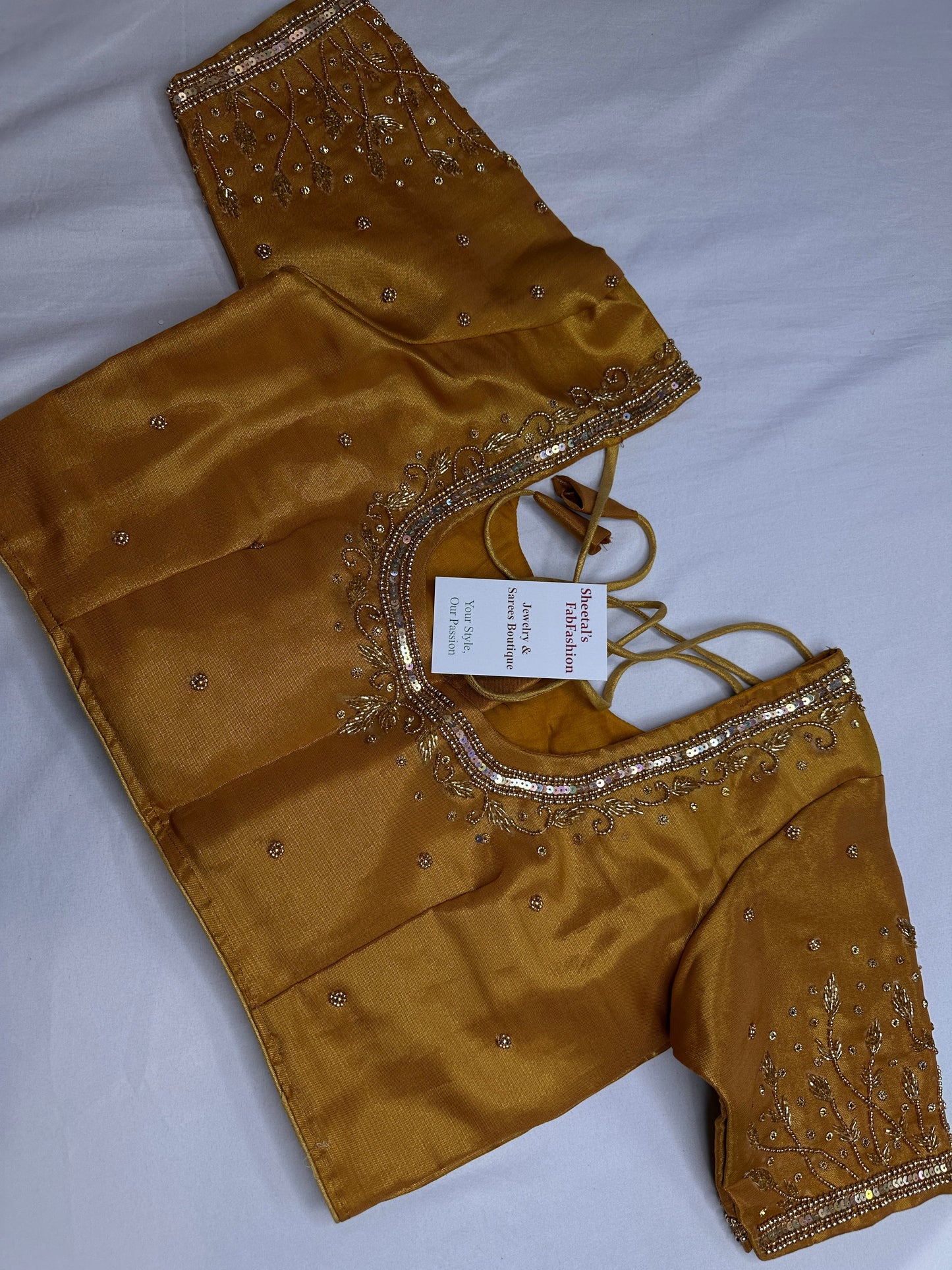 Gold Tissue Silk Maggam Aari Work Blouse