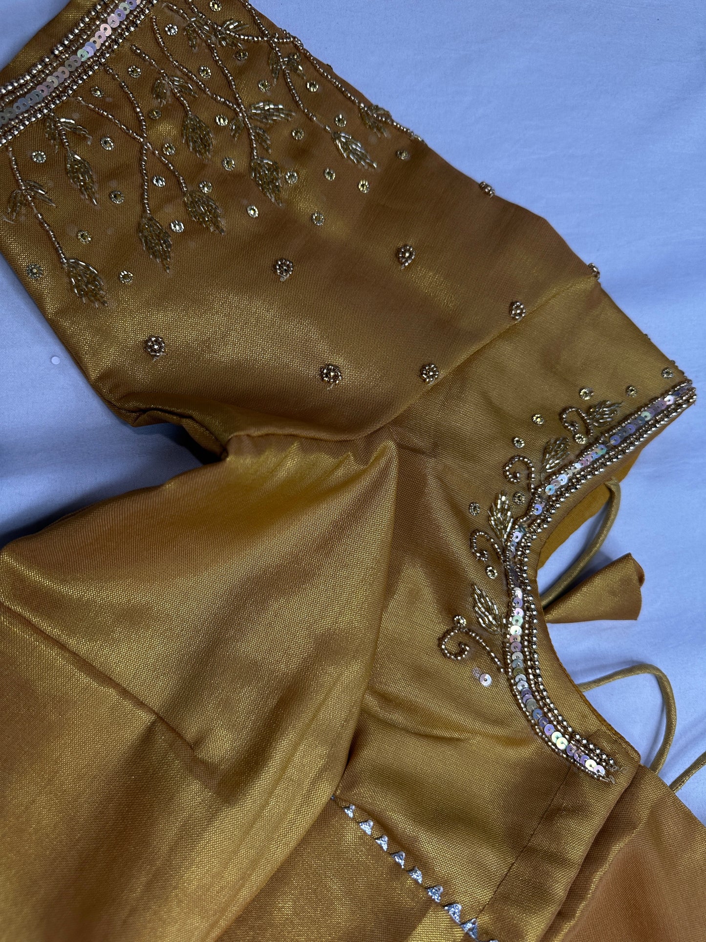 Gold Tissue Silk Maggam Aari Work Blouse