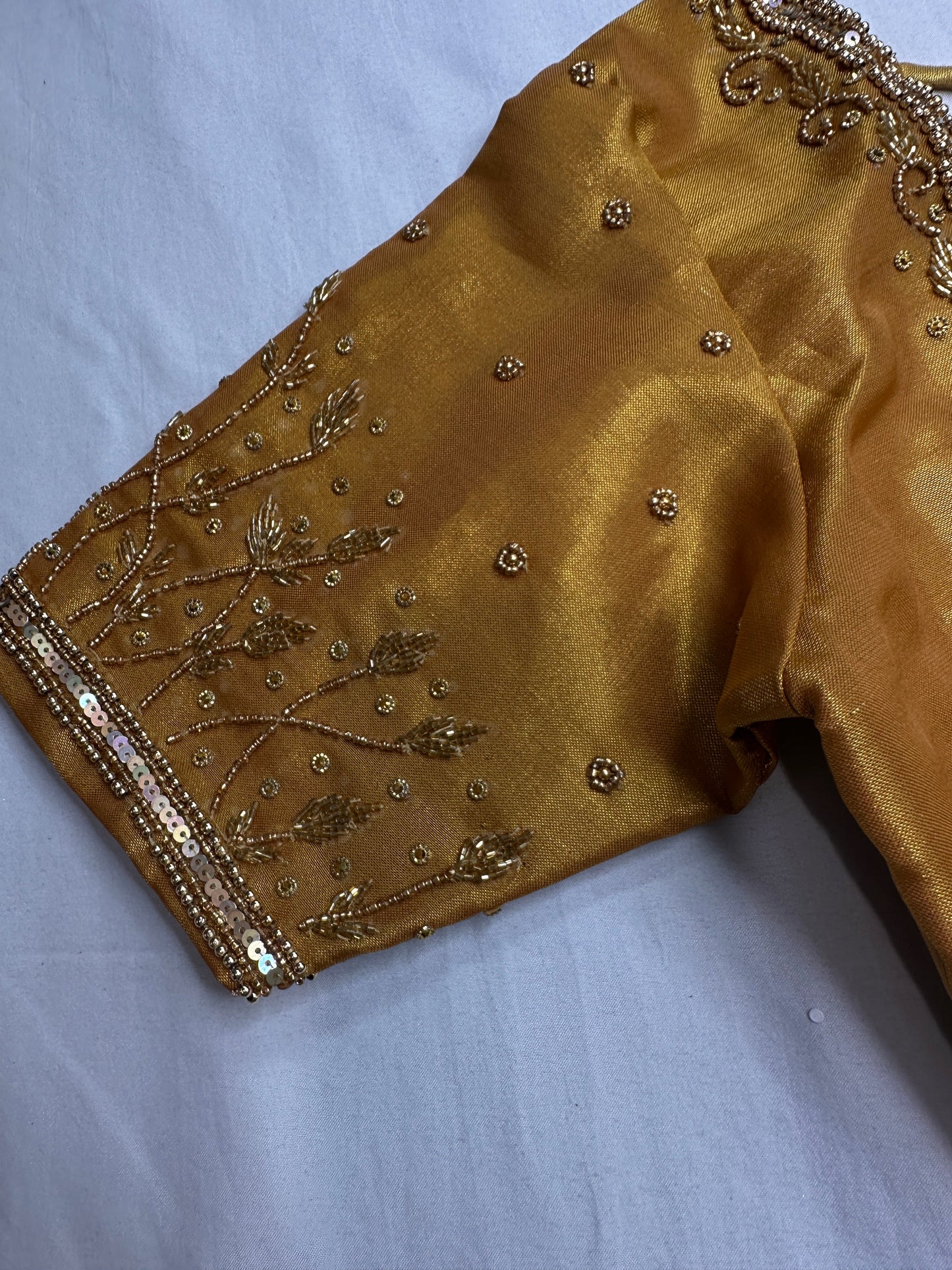 Gold Tissue Silk Maggam Aari Work Blouse