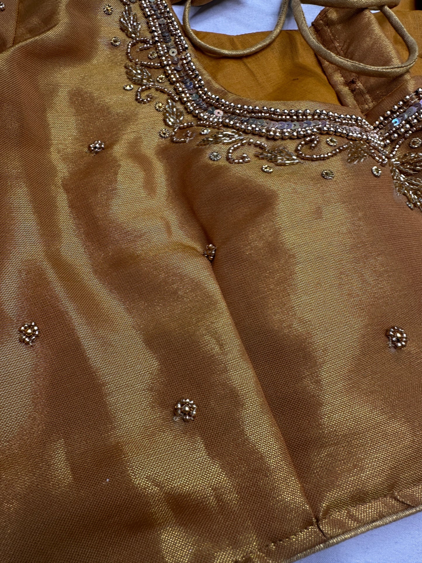 Gold Tissue Silk Maggam Aari Work Blouse