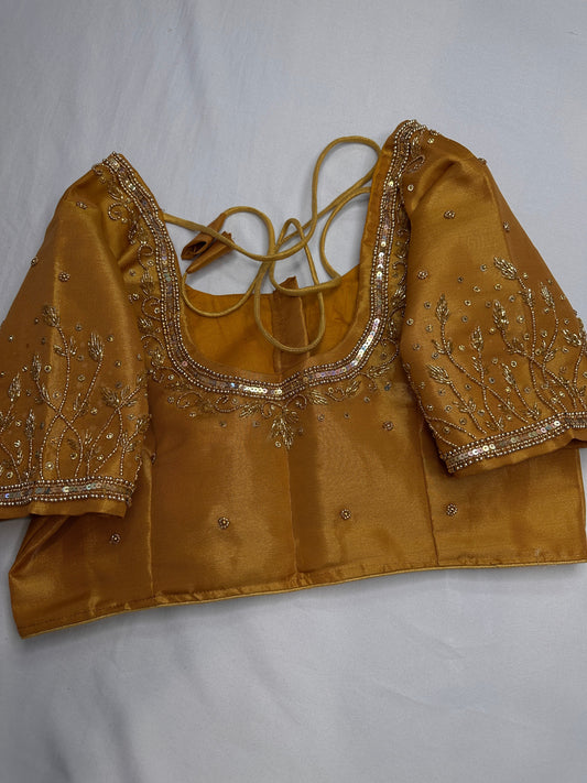 Gold Tissue Silk Maggam Aari Work Blouse