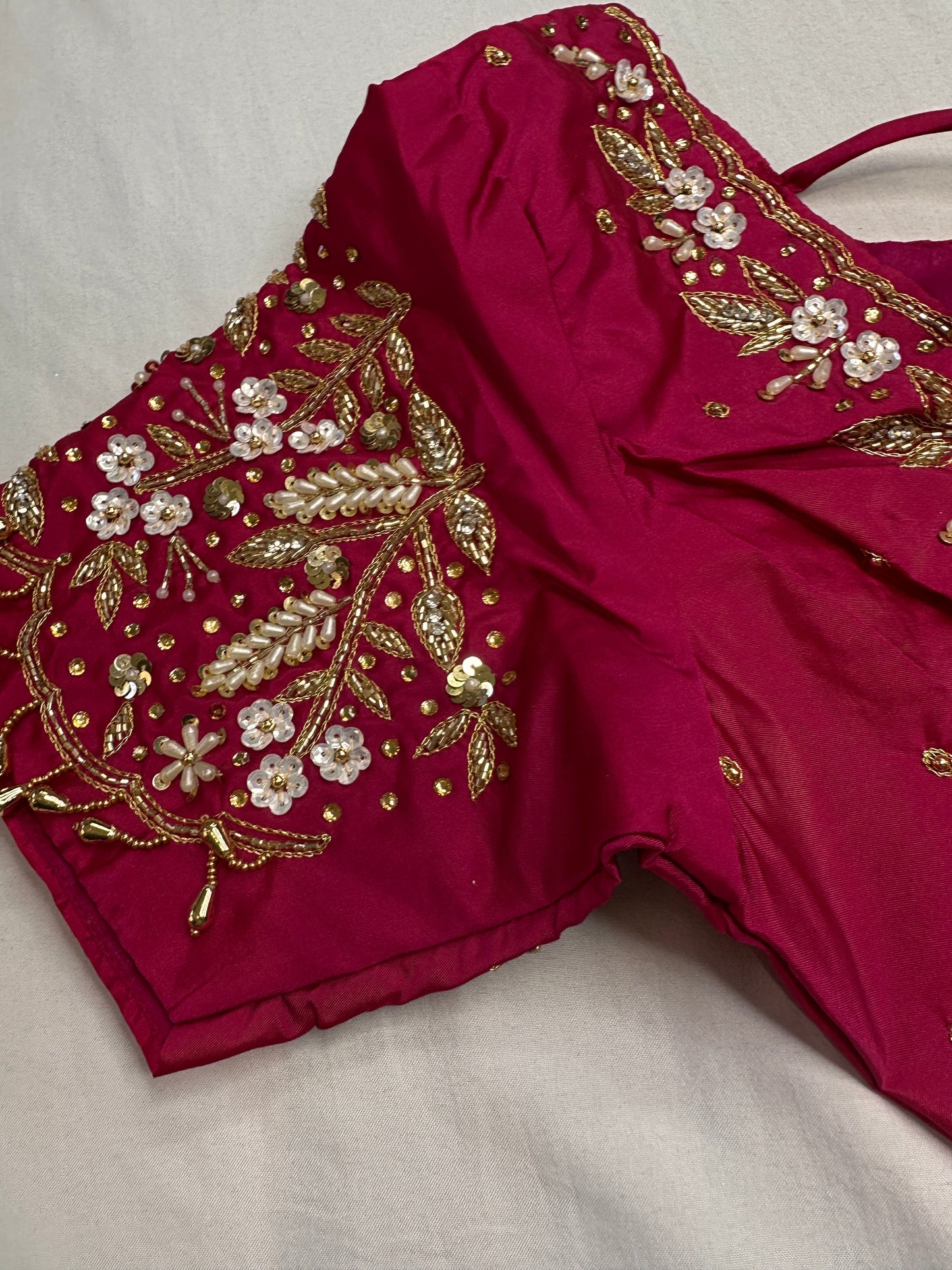 Pearl Maggam Pink Blouse