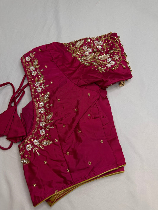 Pearl Maggam Pink Blouse