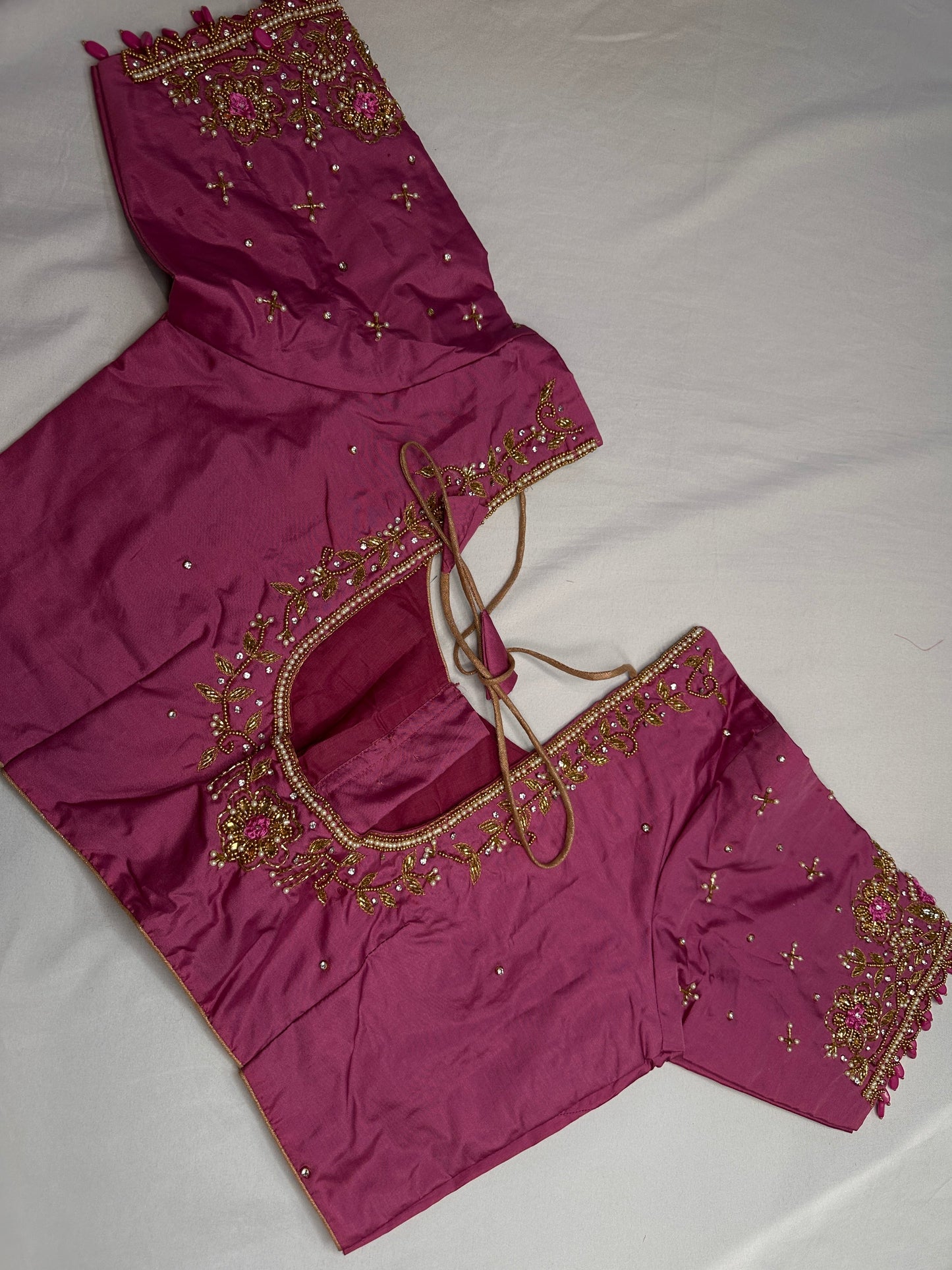 Pearl Maggam Pink Blouse