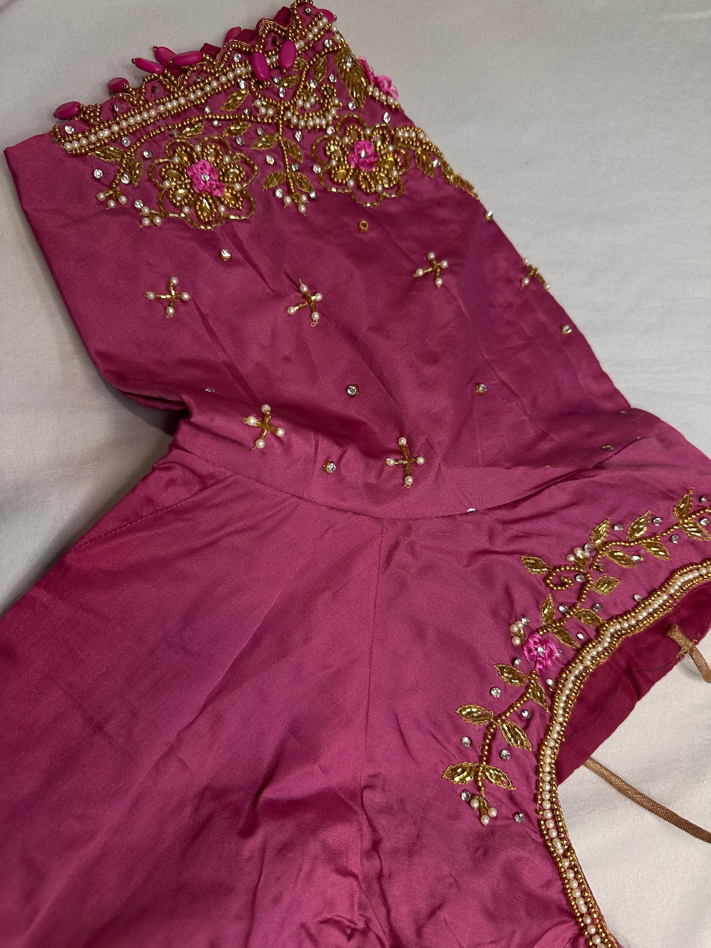 Pearl Maggam Pink Blouse