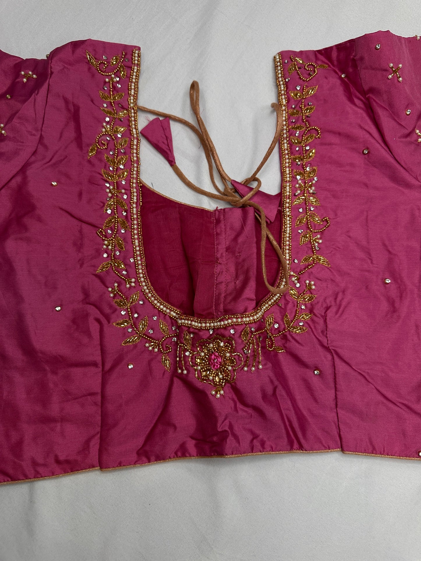 Pearl Maggam Pink Blouse