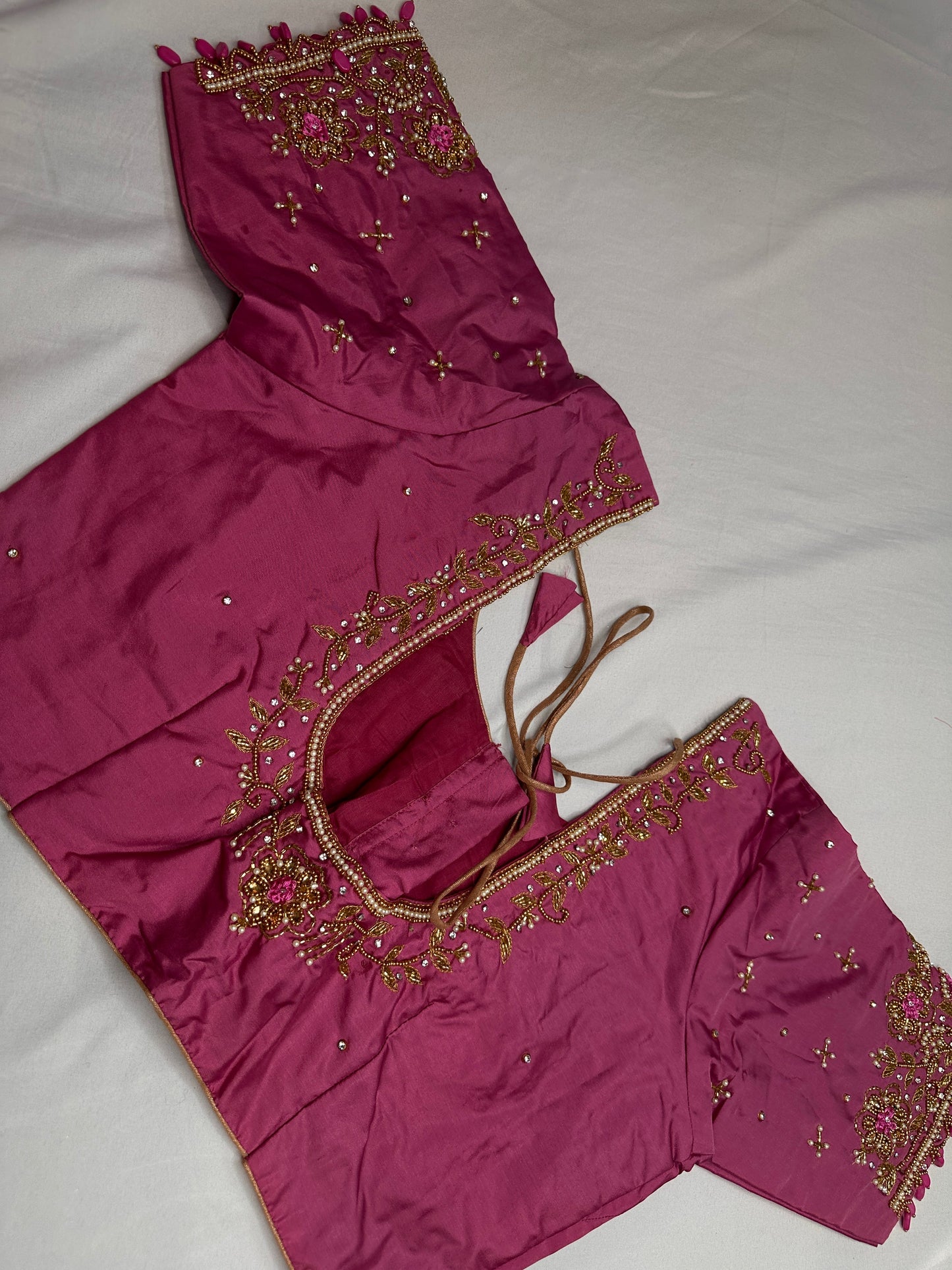 Pearl Maggam Pink Blouse