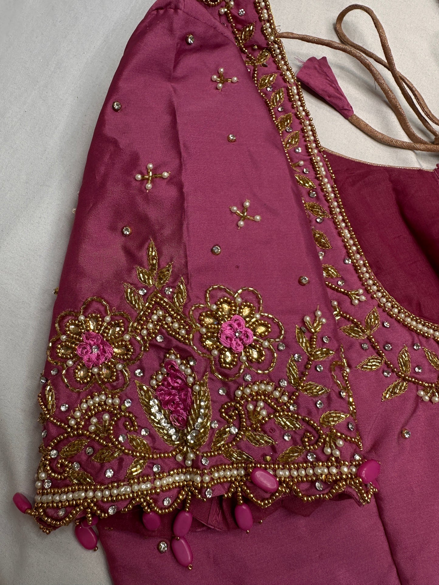 Pearl Maggam Pink Blouse