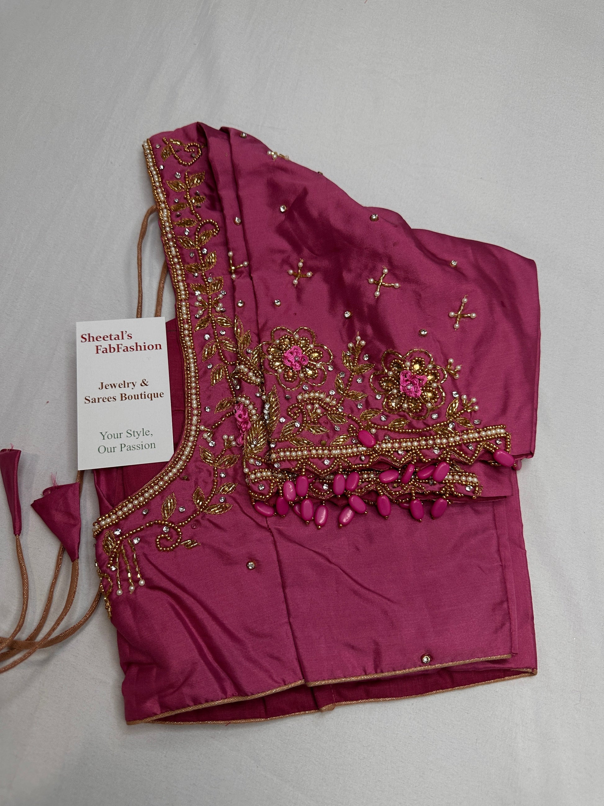 Pearl Maggam Pink Blouse