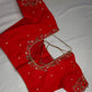Red Kardana Pearls Maggam Blouse