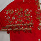 Red Kardana Pearls Maggam Blouse