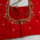 Red Kardana Pearls Maggam Blouse
