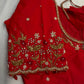 Red Kardana Pearls Maggam Blouse