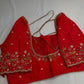 Red Kardana Pearls Maggam Blouse