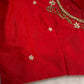 Red Kardana Pearls Maggam Blouse