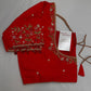 Red Kardana Pearls Maggam Blouse