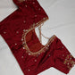Maroon Red Kardana Pearls Maggam Blouse