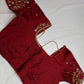 Maroon Red Kardana Pearls Maggam Blouse