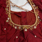 Maroon Red Kardana Pearls Maggam Blouse