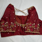Maroon Red Kardana Pearls Maggam Blouse