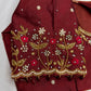 Maroon Red Kardana Pearls Maggam Blouse