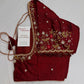 Maroon Red Kardana Pearls Maggam Blouse