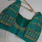 Teal Kardana Pearls Maggam Blouse