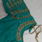 Teal Kardana Pearls Maggam Blouse