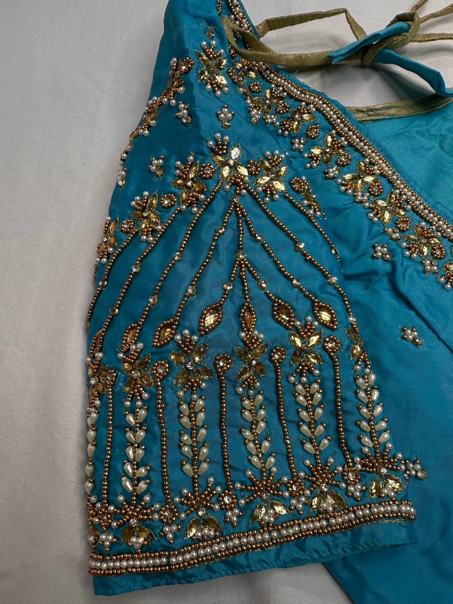 Blue Kardana Pearls Maggam Blouse