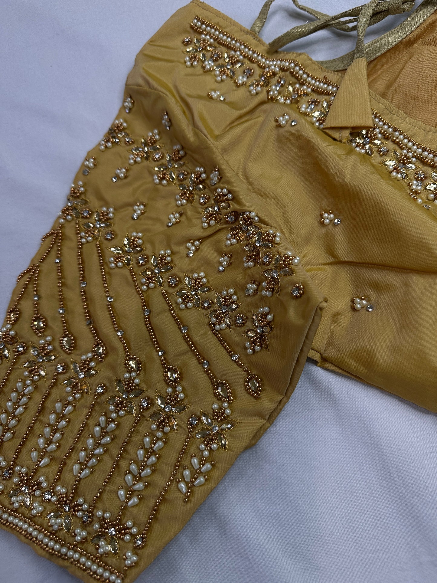 Gold Kardana Pearls Maggam Blouse