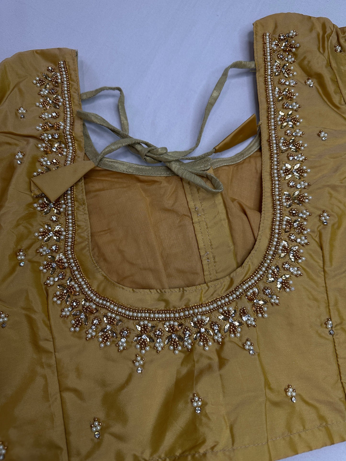 Gold Kardana Pearls Maggam Blouse