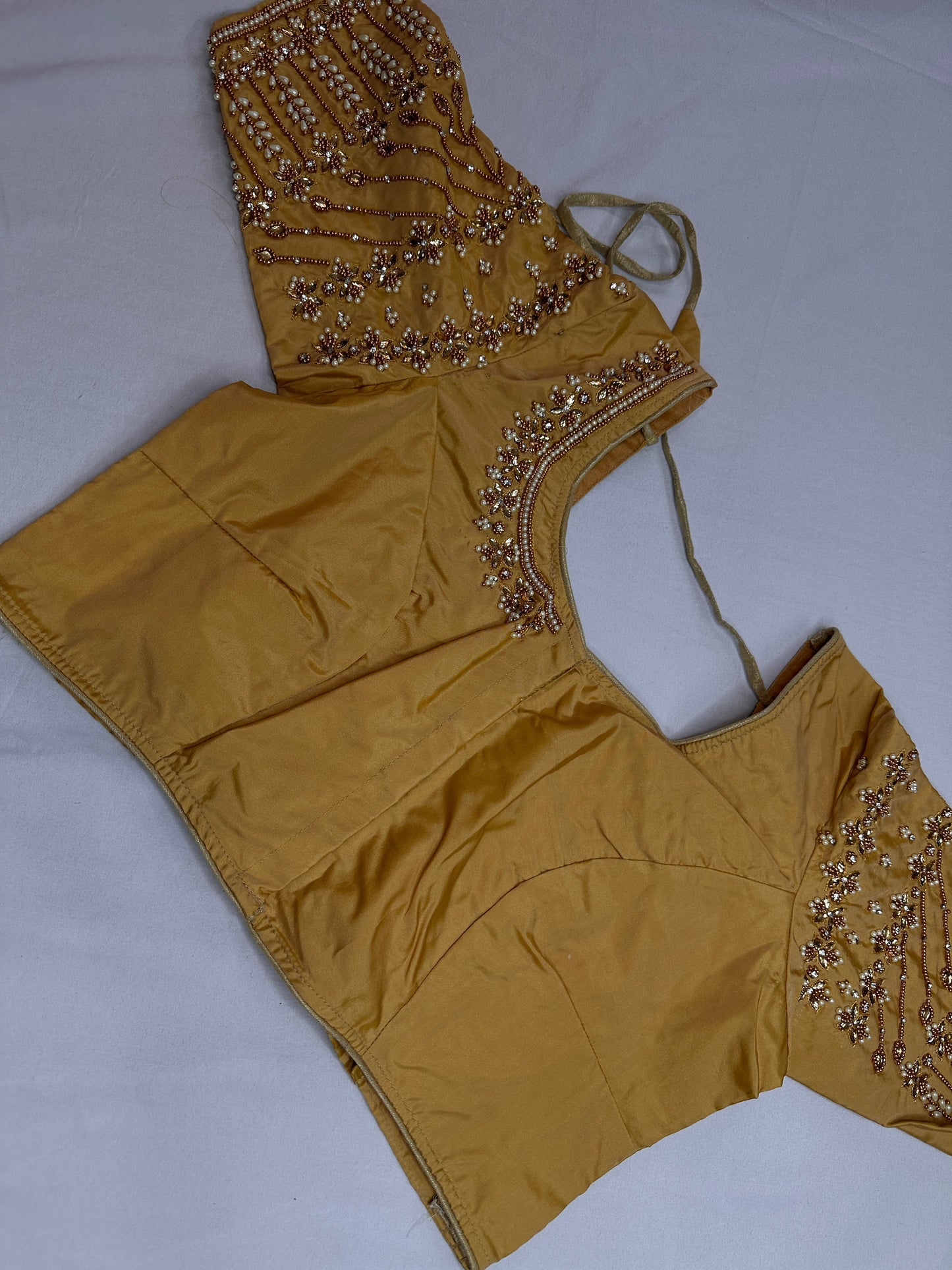 Gold Kardana Pearls Maggam Blouse