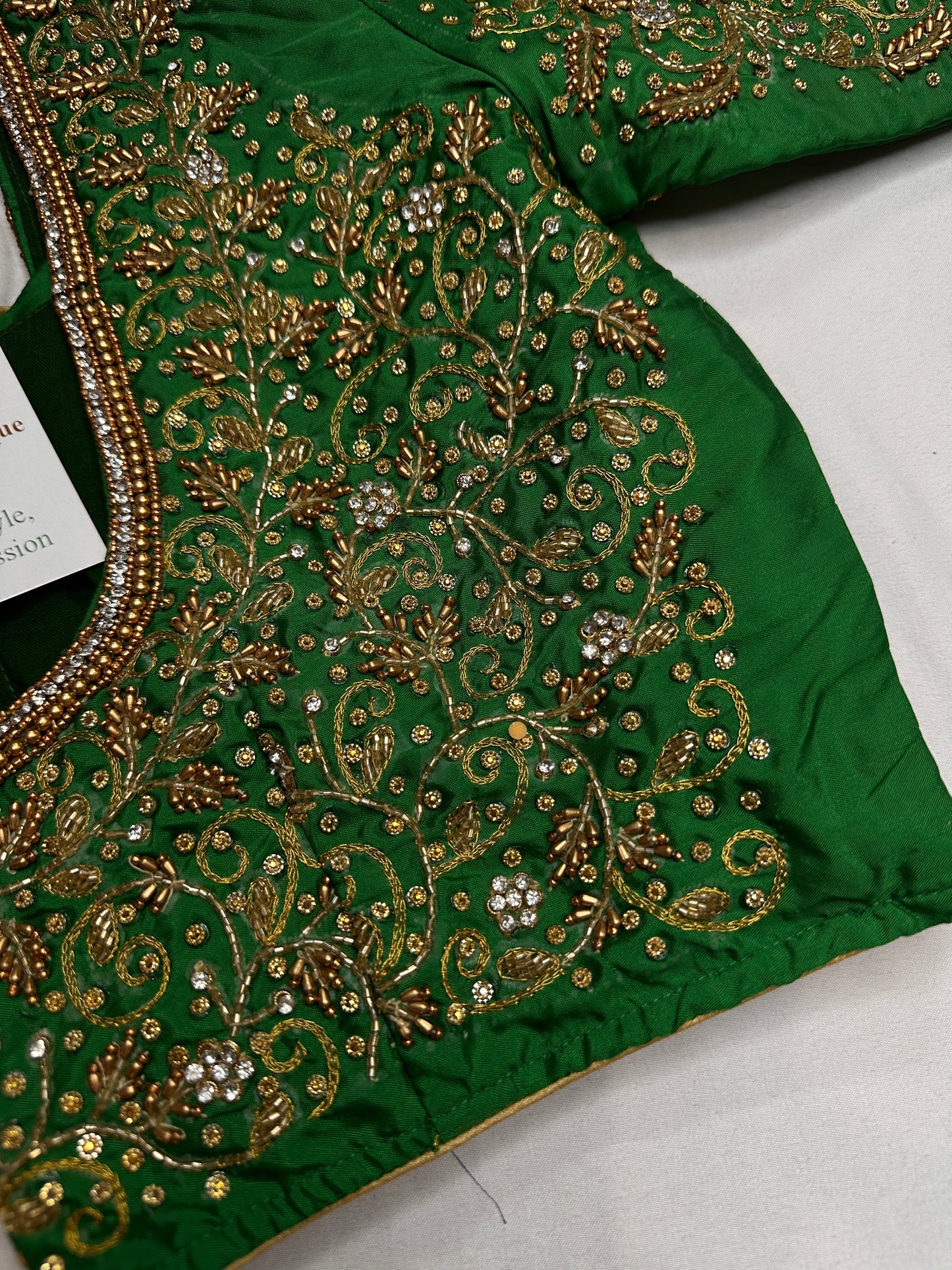 Green Kardana Maggam Blouse