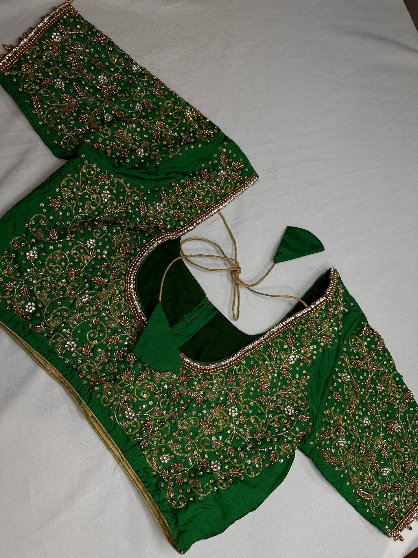 Green Kardana Maggam Blouse