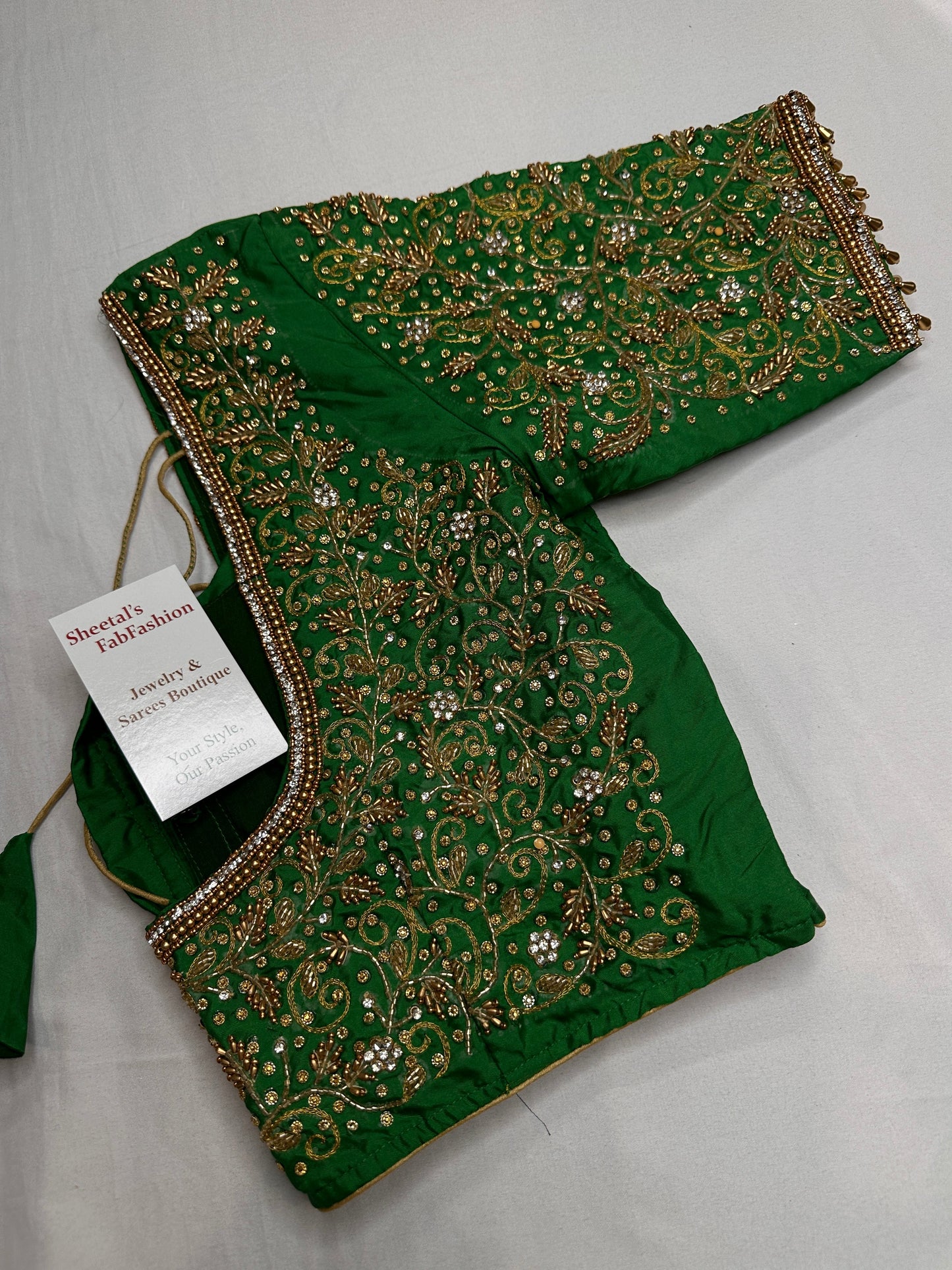 Green Kardana Maggam Blouse