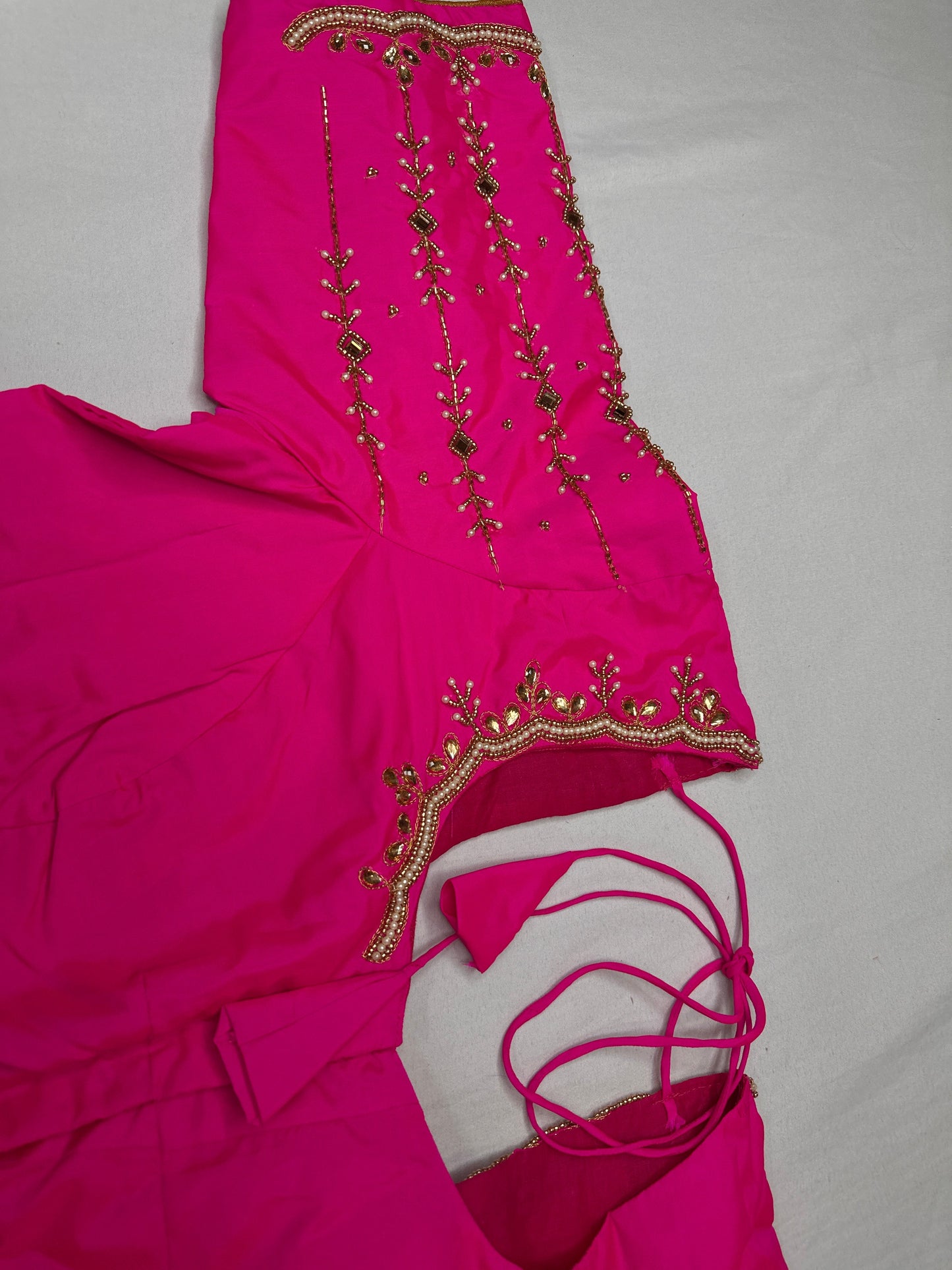 Pink Kardana Pearls Maggam Blouse
