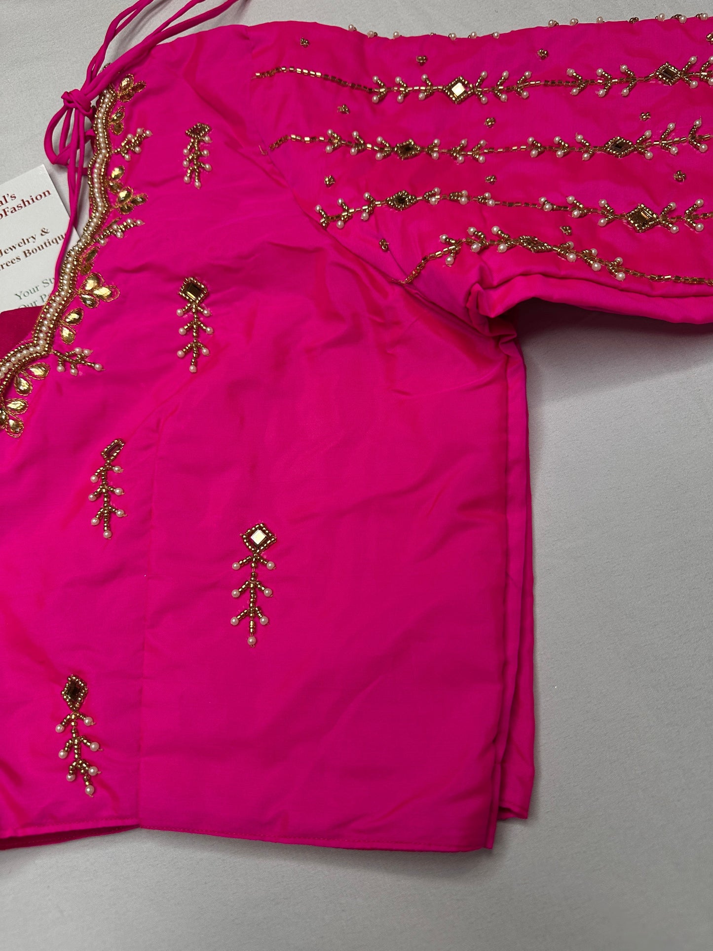 Pink Kardana Pearls Maggam Blouse
