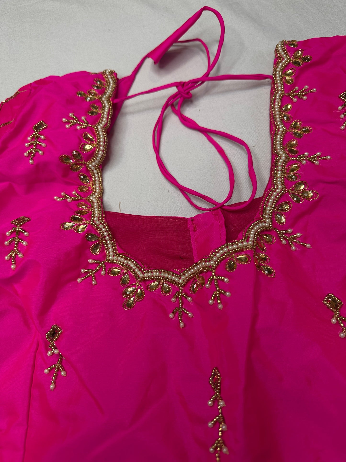 Pink Kardana Pearls Maggam Blouse