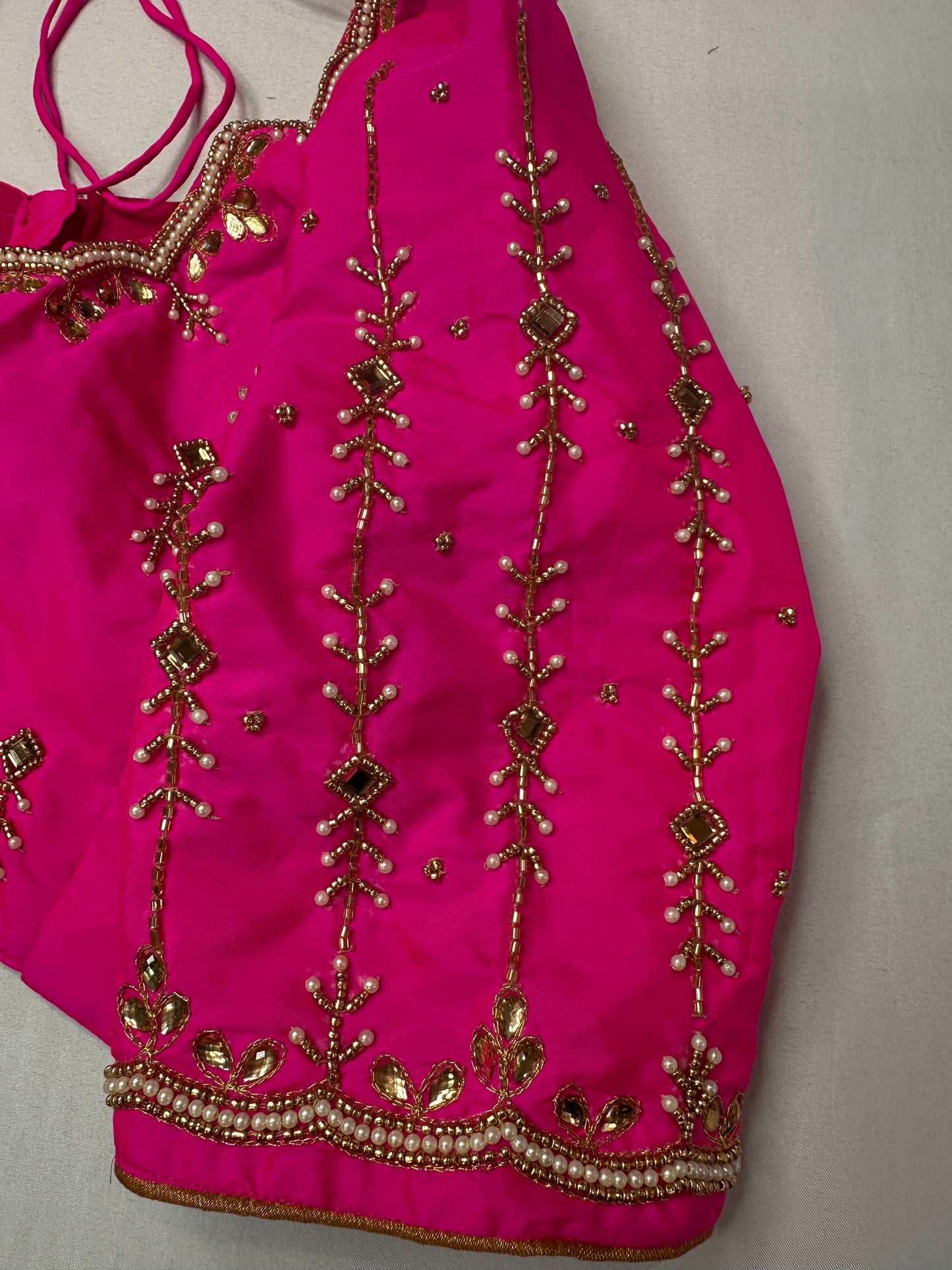 Pink Kardana Pearls Maggam Blouse