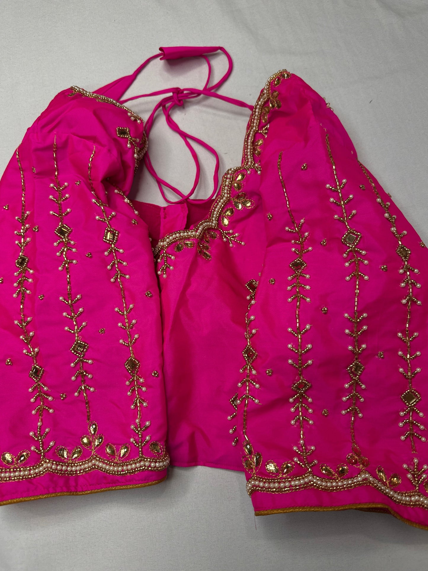 Pink Kardana Pearls Maggam Blouse